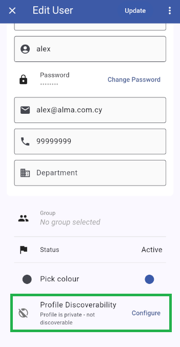 Profile Discoverability row highlighted