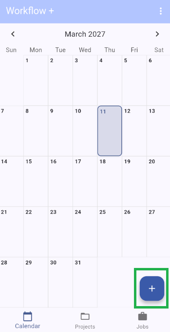 Create a new job from the Calendar screen