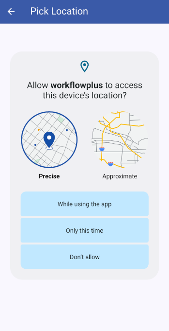 Allow location permission for the app