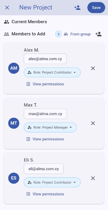 Current members listed with project roles