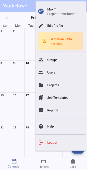 Pro menu with more features